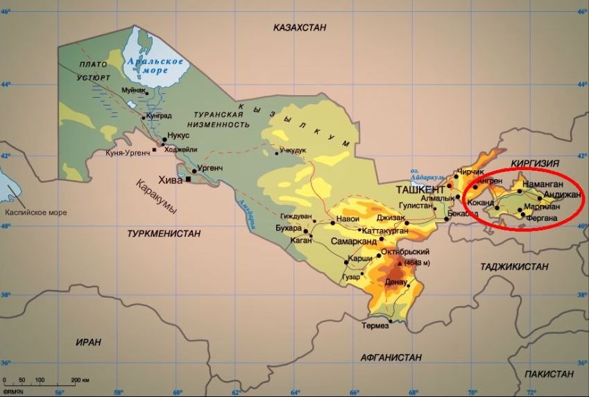 Карта хорезмской области